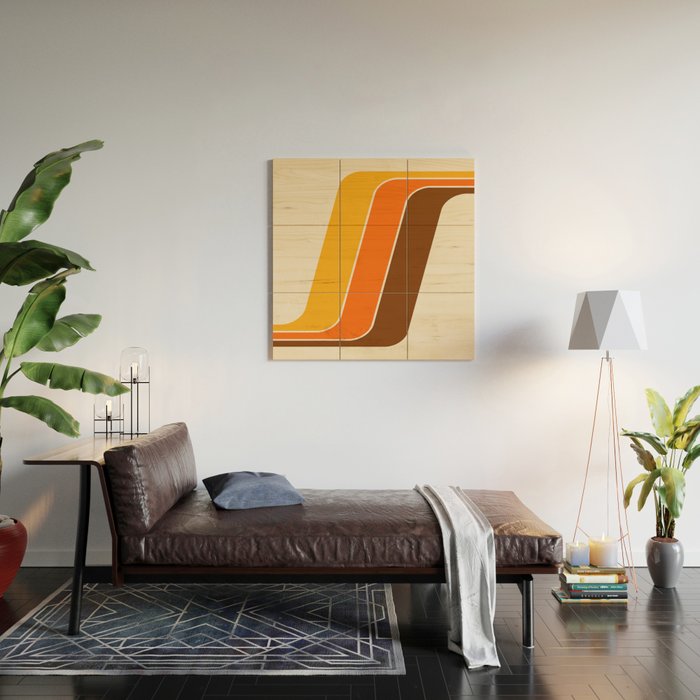 Retro 70s Stripe Colorful Rainbow 521 Wood Wall Art Gallery Image 2