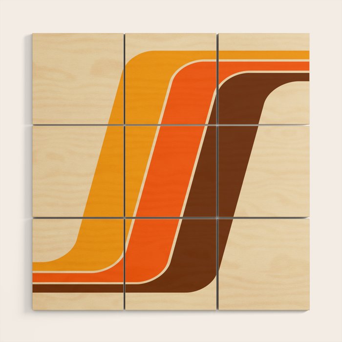 Retro 70s Stripe Colorful Rainbow 521 Wood Wall Art Gallery Image 1