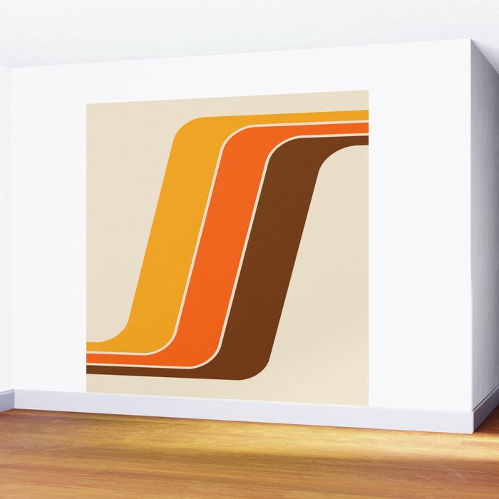 Retro 70s Stripe Colorful Rainbow 521 Wall Mural Gallery Image 2