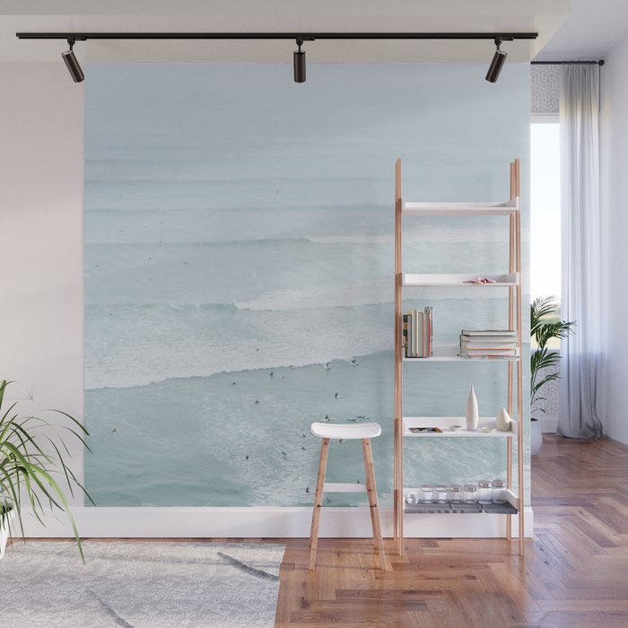Tiny Surfers from the Sky, Lima, Peru Wall Mural Gallery Image 1