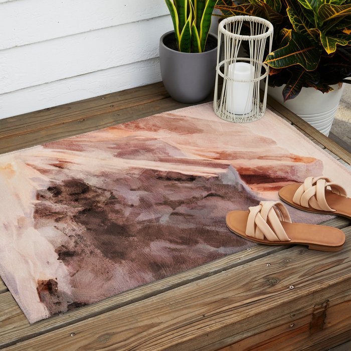 snow mountains landscape Outdoor Rug Gallery Image 2