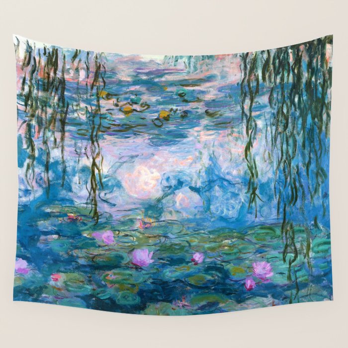 Water Lilies Monet Teal Wall Tapestry Gallery Image 4