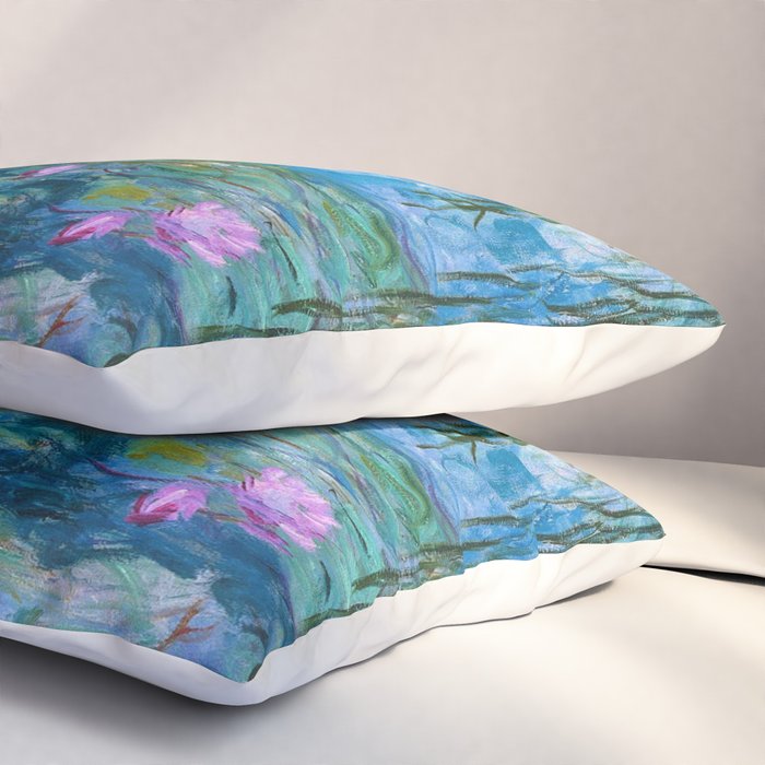 Water Lilies Monet Teal Pillow Sham Gallery Image 3