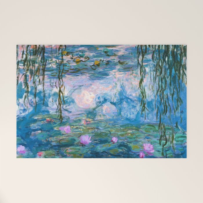 Water Lilies Monet Teal Welcome Mat Gallery Image 1