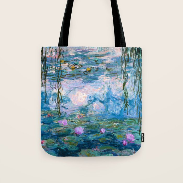 Water Lilies Monet Teal Tote Bag Gallery Image 1