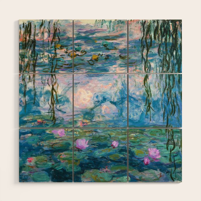 Water Lilies Monet Teal Wood Wall Art Gallery Image 1