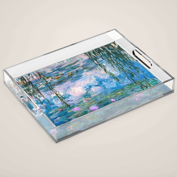 Water Lilies Monet Teal Acrylic Tray Gallery Image 1