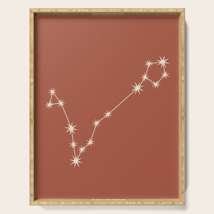 Pisces Zodiac Star Constellation Line Art Terracotta Red Serving Tray Gallery Image 1