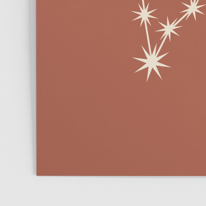Pisces Zodiac Star Constellation Line Art Terracotta Red Poster Gallery Image 3