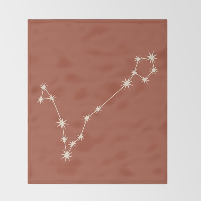 Pisces Zodiac Star Constellation Line Art Terracotta Red Throw Blanket Gallery Image 2
