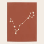 Pisces Zodiac Star Constellation Line Art Terracotta Red Poster Gallery Image 4