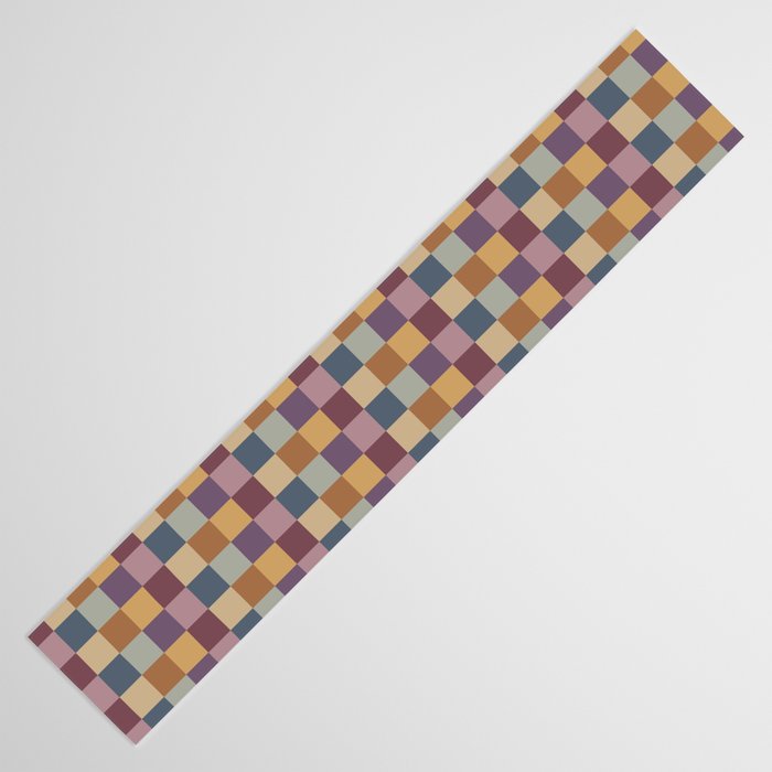 Checkered Multicolor Pattern VIII Retro Fall Table Runner Gallery Image 3