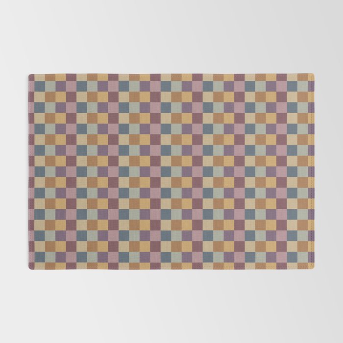 Checkered Multicolor Pattern VIII Retro Fall Rug Gallery Image 2