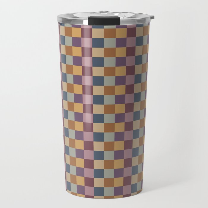 Checkered Multicolor Pattern VIII Retro Fall Travel Mug Gallery Image 1