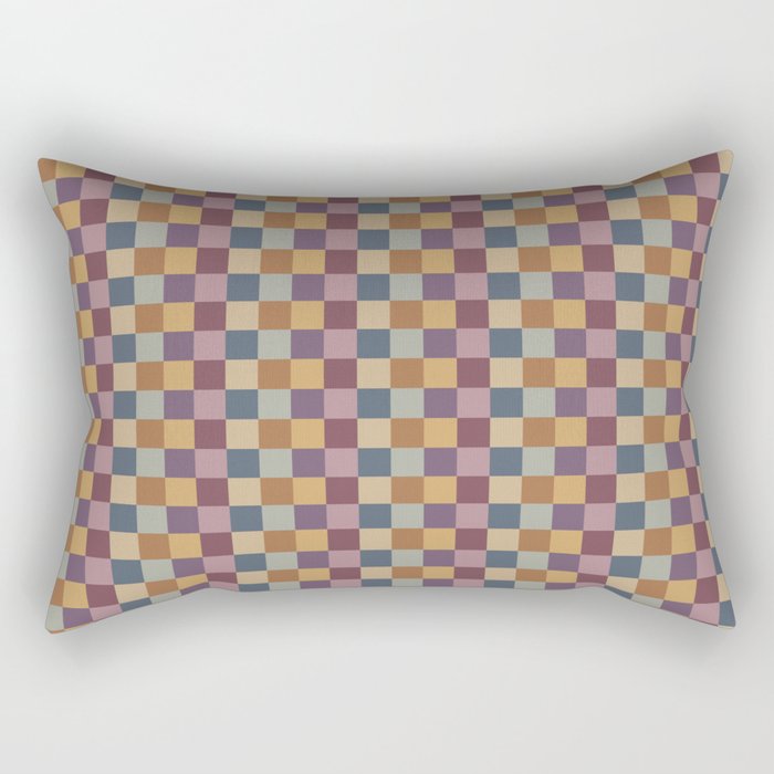Checkered Multicolor Pattern VIII Retro Fall Rectangular Pillow Gallery Image 1