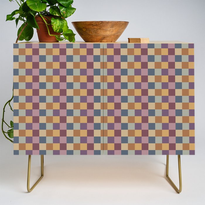 Checkered Multicolor Pattern VIII Retro Fall Credenza Gallery Image 1