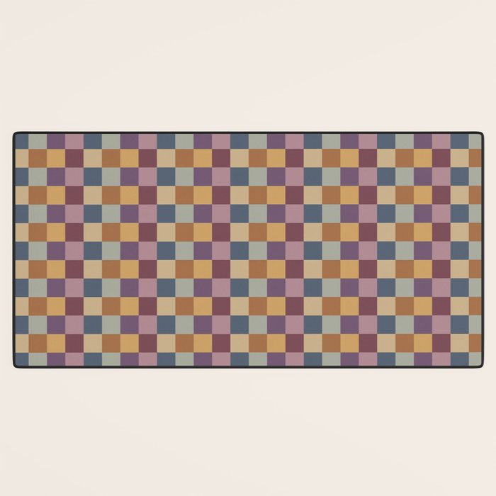 Checkered Multicolor Pattern VIII Retro Fall Desk Mat Gallery Image 3