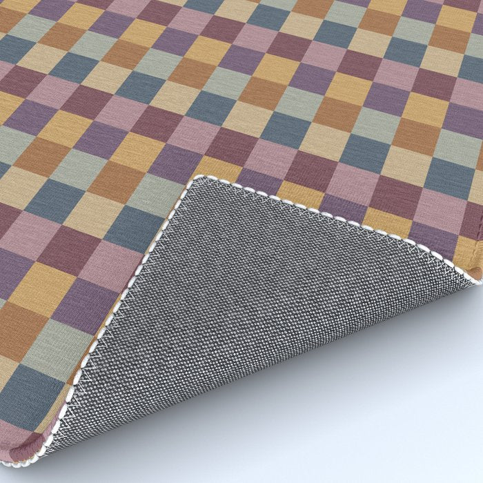 Checkered Multicolor Pattern VIII Retro Fall Rug Gallery Image 4