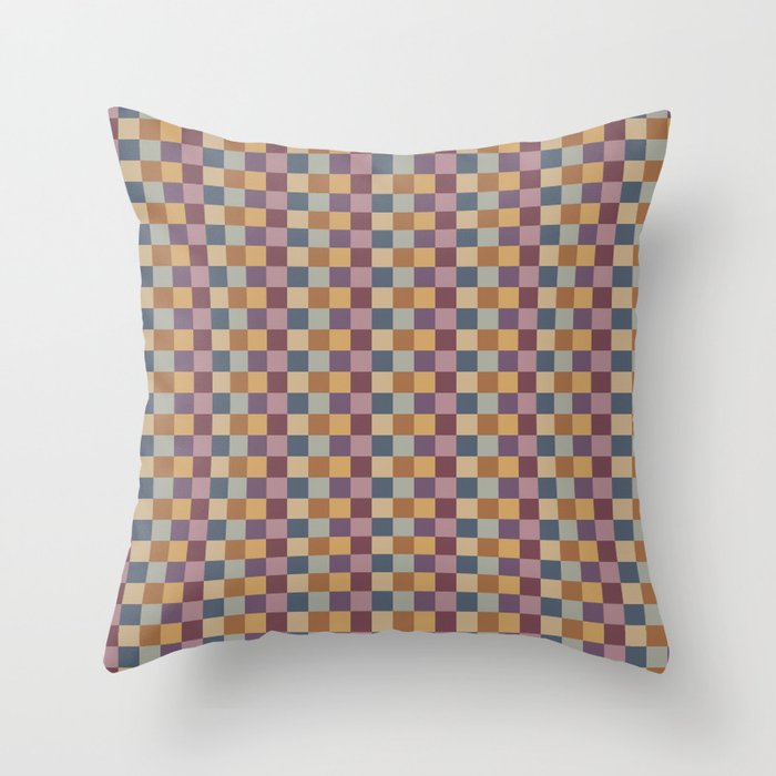 Checkered Multicolor Pattern VIII Retro Fall Throw Pillow Gallery Image 6