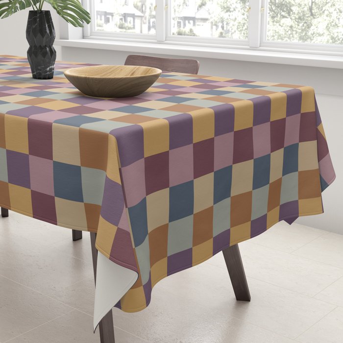 Checkered Multicolor Pattern VIII Retro Fall Tablecloth Gallery Image 3