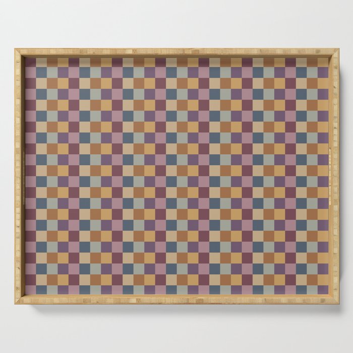 Checkered Multicolor Pattern VIII Retro Fall Serving Tray Gallery Image 1