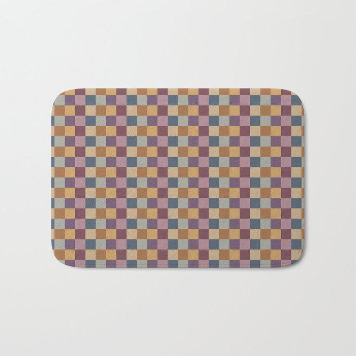 Checkered Multicolor Pattern VIII Retro Fall Bath Mat Gallery Image 1