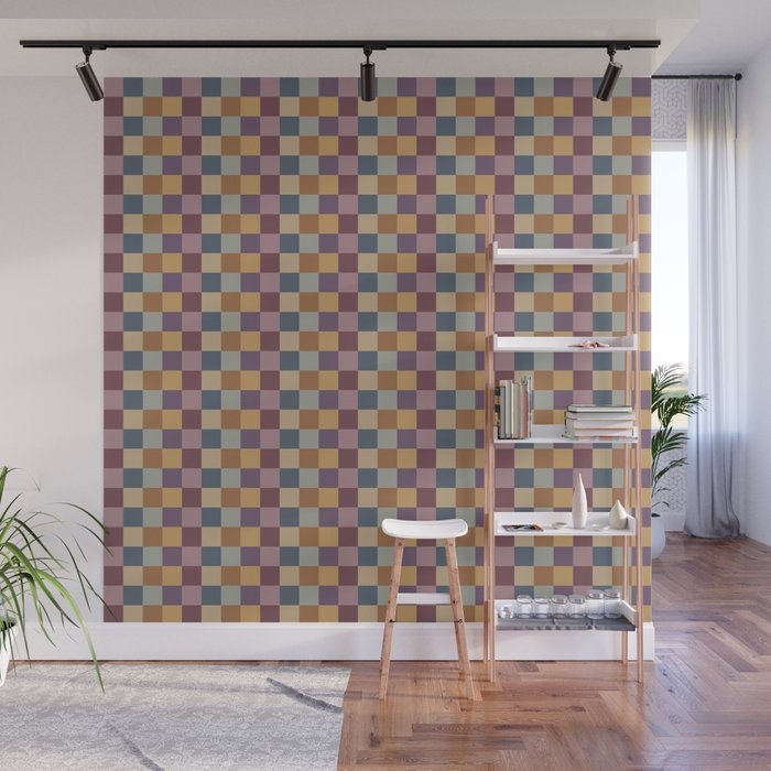 Checkered Multicolor Pattern VIII Retro Fall Wall Mural Gallery Image 1