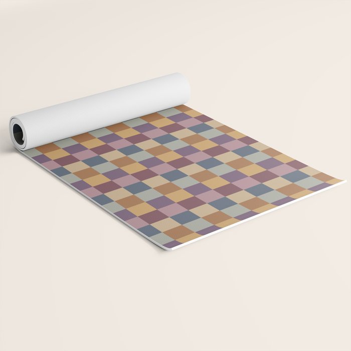 Checkered Multicolor Pattern VIII Retro Fall Yoga Mat Gallery Image 2