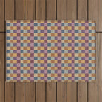 Checkered Multicolor Pattern VIII Retro Fall Outdoor Rug Gallery Image 1