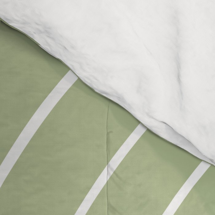Minimal Line Curvature XXII Pastel Green Mid Century Modern Arch Abstract Comforter Gallery Image 4