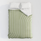 Minimal Line Curvature XXII Pastel Green Mid Century Modern Arch Abstract Duvet Cover Gallery Image 6