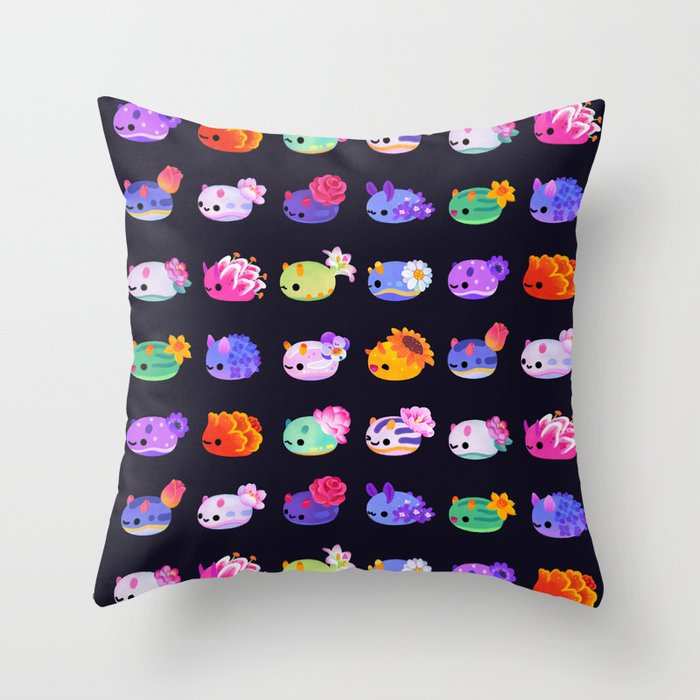 Flower sea slug - dark Throw Pillow Gallery Image 6