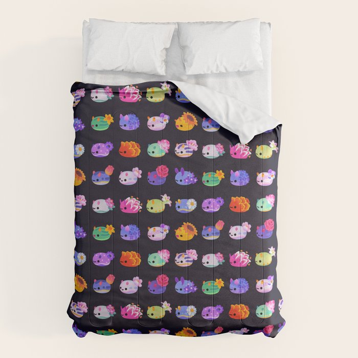 Flower sea slug - dark Comforter Gallery Image 1