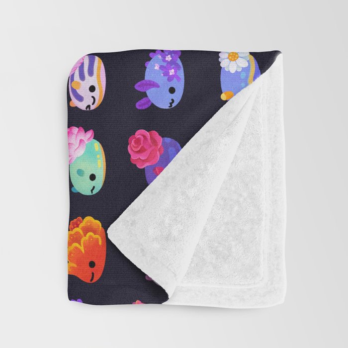 Flower sea slug - dark Throw Blanket Gallery Image 3
