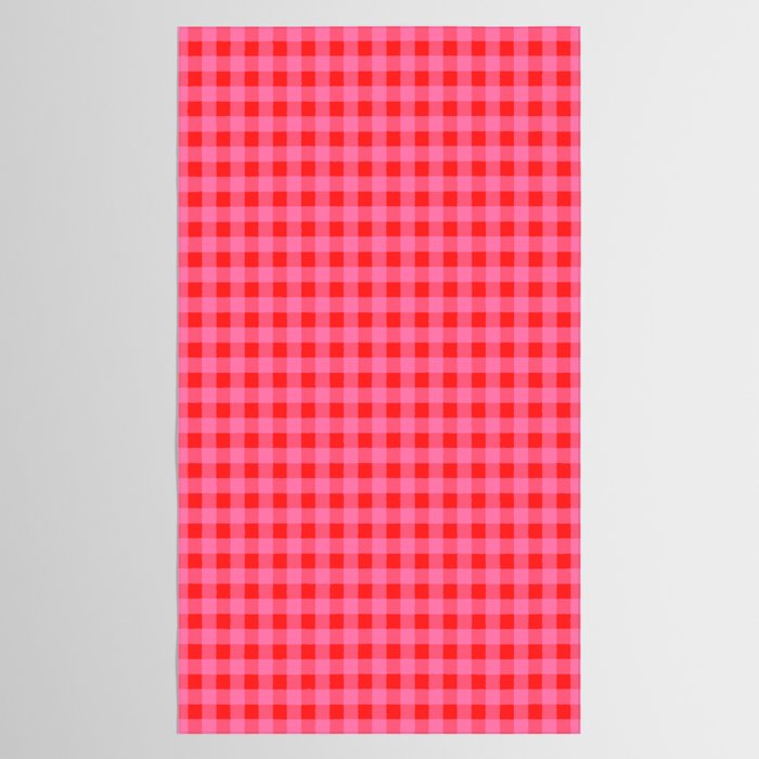 Gingham Checkered Plaid Pattern in Preppy Pink and Red Tablecloth Gallery Image 2
