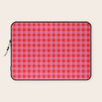 Gingham Checkered Plaid Pattern in Preppy Pink and Red Laptop Sleeve Gallery Image 1