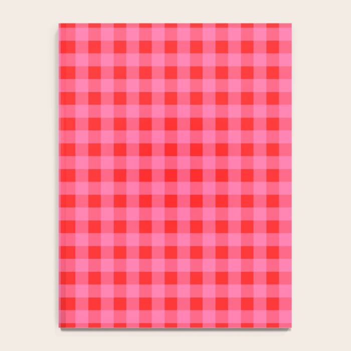 Gingham Checkered Plaid Pattern in Preppy Pink and Red Notebook Gallery Image 4