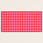 Gingham Checkered Plaid Pattern in Preppy Pink and Red Desk Mat Gallery Image 3