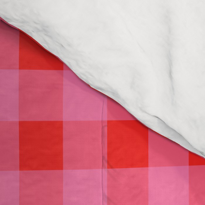 Gingham Checkered Plaid Pattern in Preppy Pink and Red Comforter Gallery Image 4