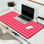 Gingham Checkered Plaid Pattern in Preppy Pink and Red Desk Mat Gallery Image 2