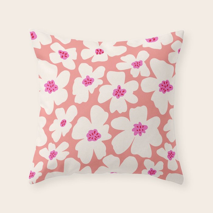 Retro Daisy - Magenta Mood Throw Pillow Gallery Image 1