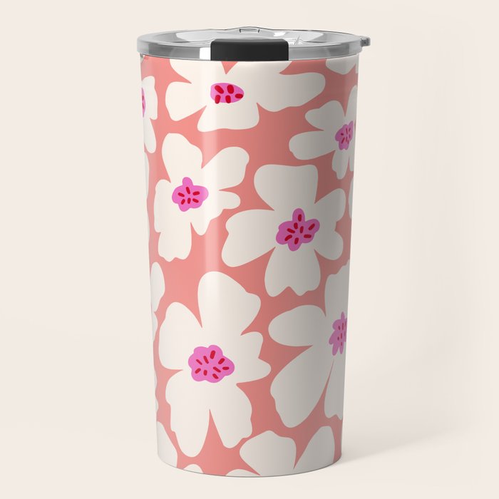 Retro Daisy - Magenta Mood Travel Mug Gallery Image 1