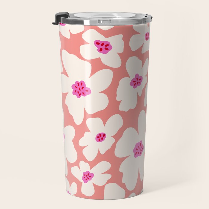 Retro Daisy - Magenta Mood Travel Mug Gallery Image 3