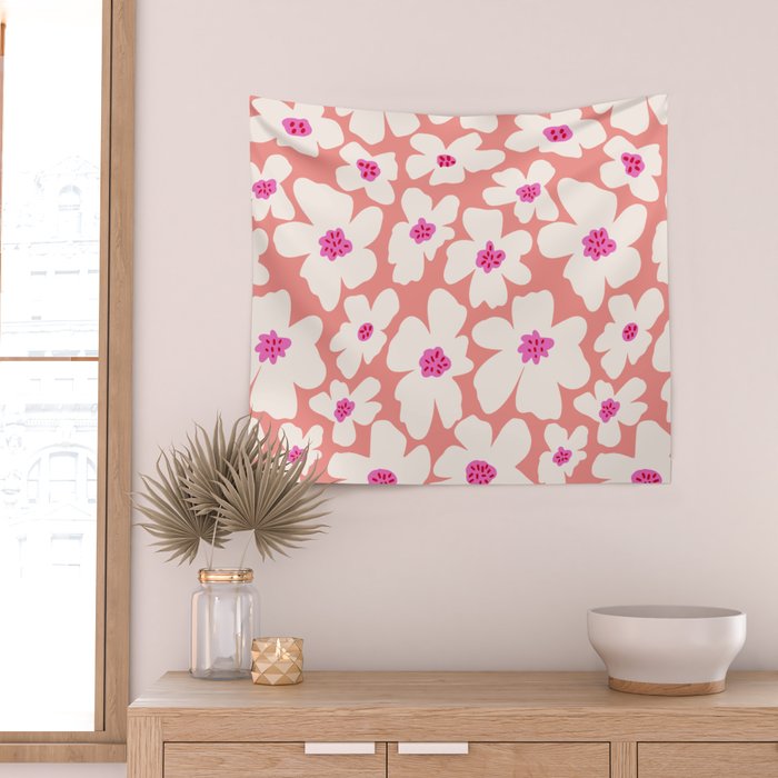 Retro Daisy - Magenta Mood Wall Tapestry Gallery Image 2