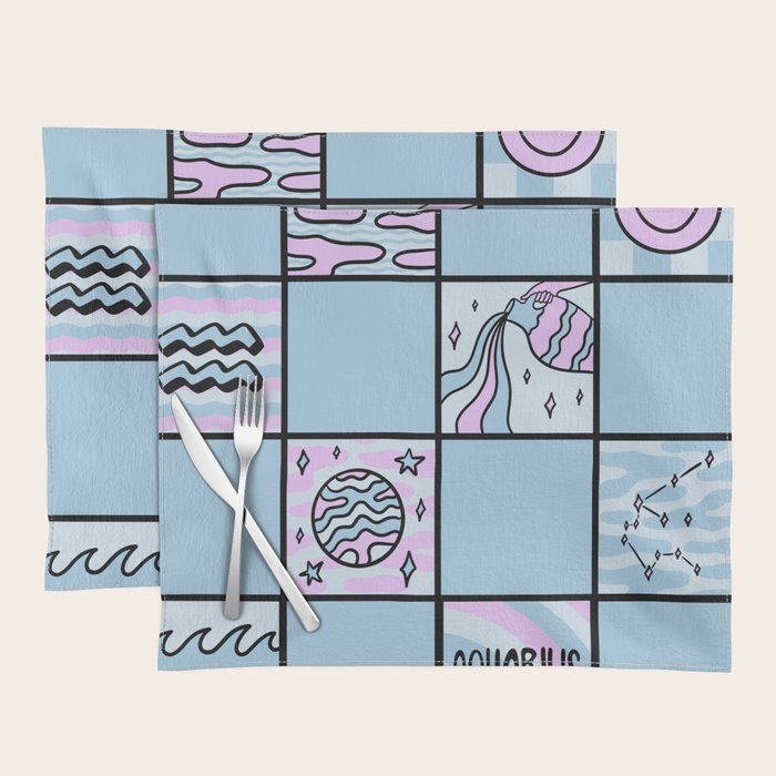 Aquarius Checkered Print Placemat Gallery Image 1