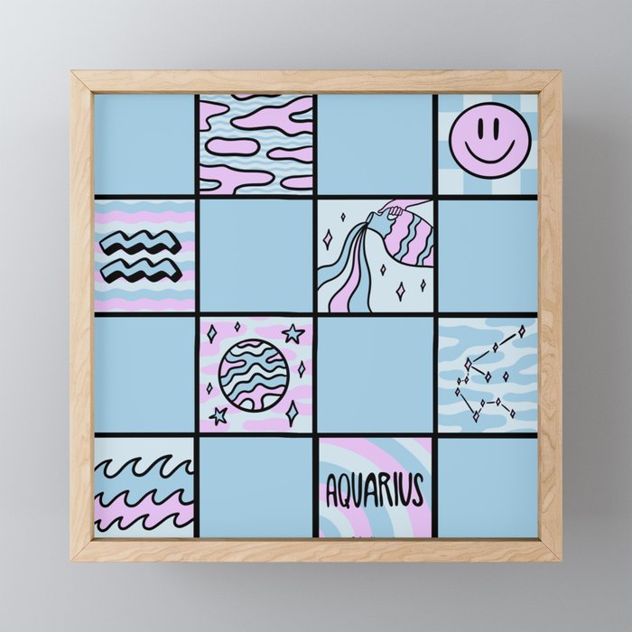 Aquarius Checkered Print Mini Art Print Gallery Image 1