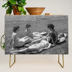 Relaxing By The River, Black and White Vintage Photo Credenza Gallery Image 1