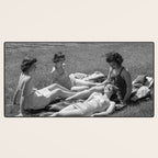 Relaxing By The River, Black and White Vintage Photo Desk Mat Gallery Image 3