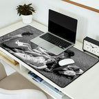 Relaxing By The River, Black and White Vintage Photo Desk Mat Gallery Image 2