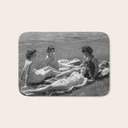 Relaxing By The River, Black and White Vintage Photo Bath Mat Gallery Image 1